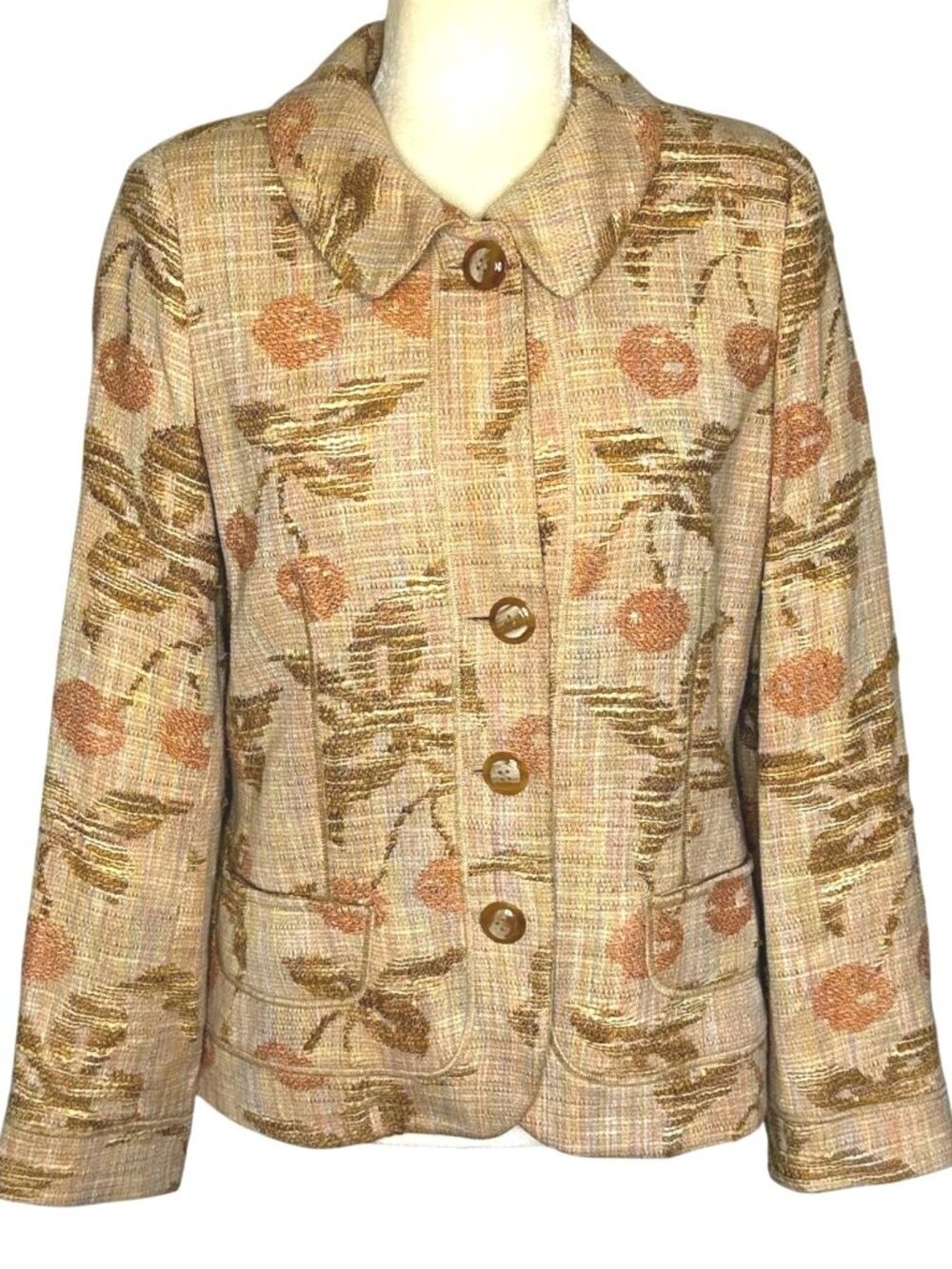 Vintage Carlisle Tapestry Floral Blazer Jacket Size 8 90s Cottagecore Nancy Meye